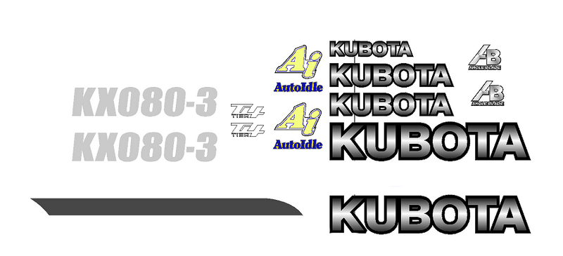 Kubota KX080 3 Decal Set