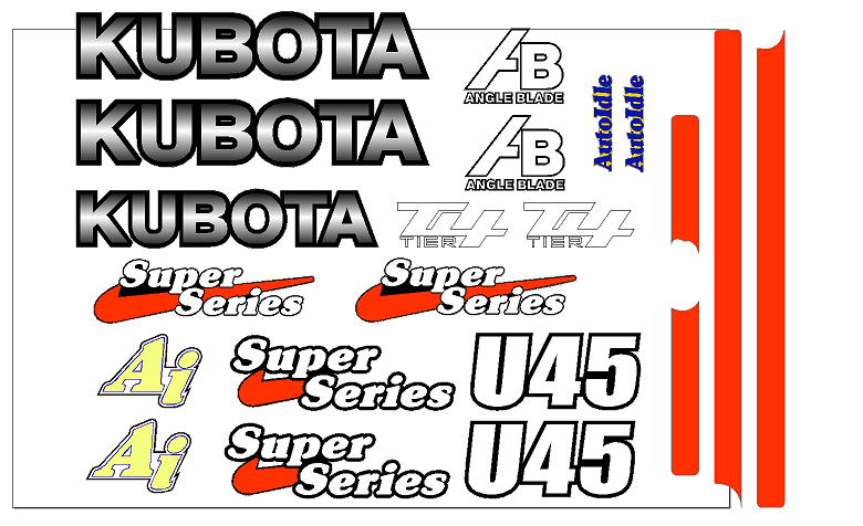 Kubota U45 Decal Set