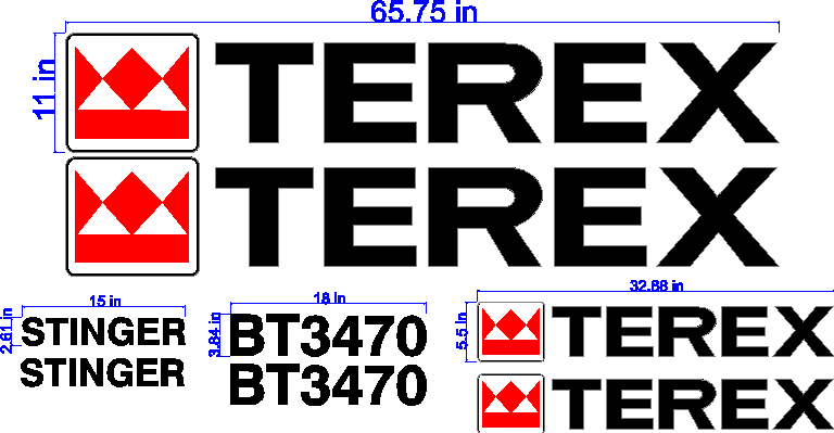 Terex BT3470 Decal Set