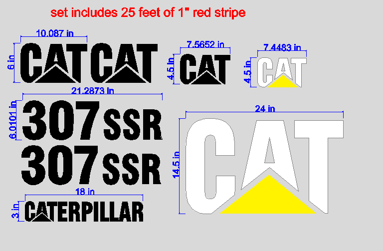 307 Engine Sticker Caterpillar 307SSR Decal Set