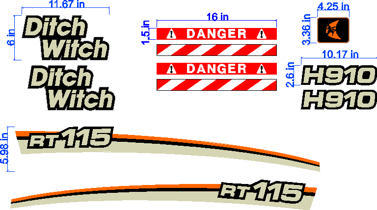 Ditch Witch RT115  Decal Set