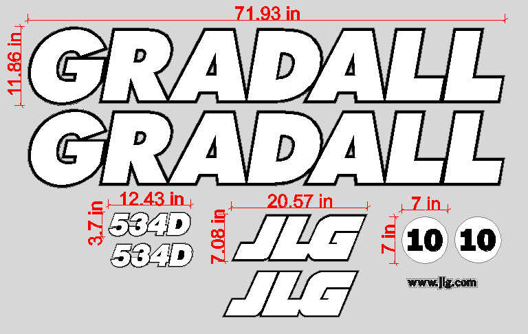 Gradall 534D-10  Decal Set