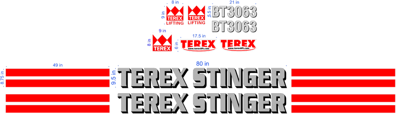 Terex BT3063 Decal Set