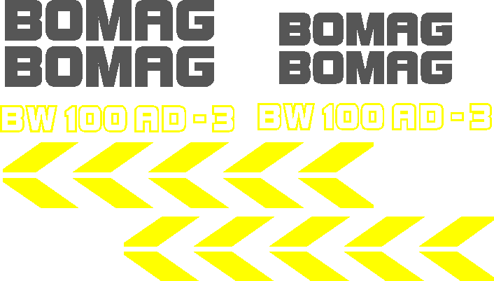 Bomag BW100AD 3 Decal Set