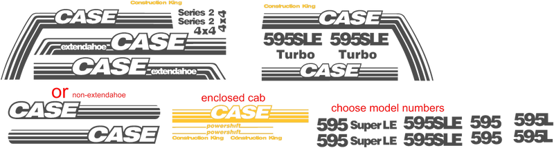 Case 595 SLE  Decal Set