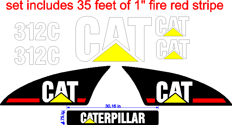 Caterpillar 312C Decal Set