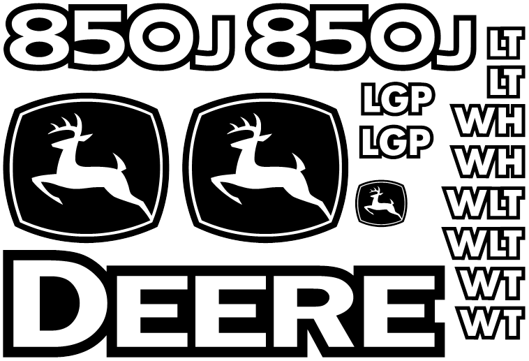 Deere 850J WLT Decal Set