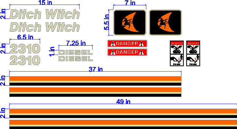 Ditch Witch 2310 Decal Set