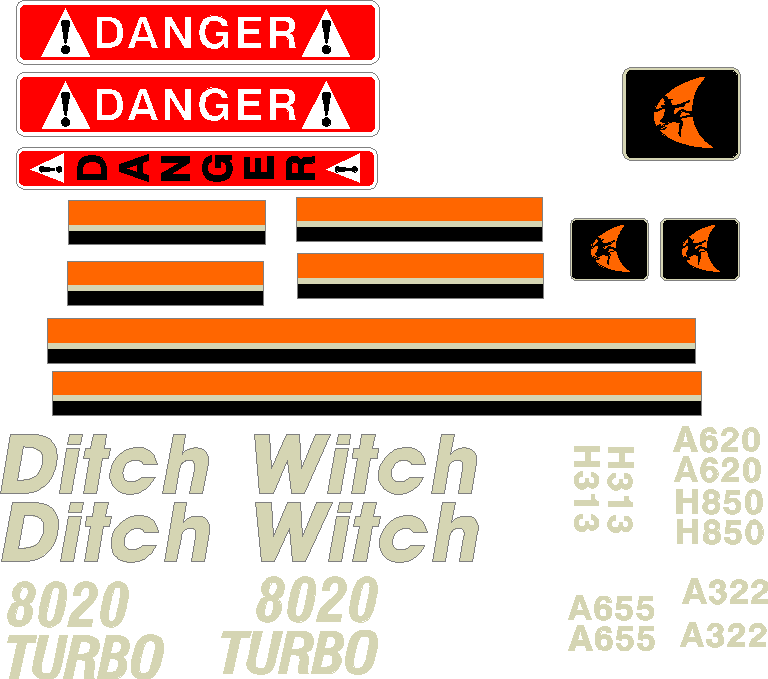 Ditch Witch 8020T  Decal Set