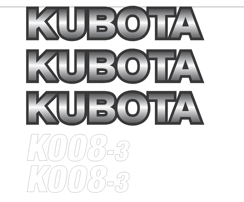 Kubota K008 3 Decal Set