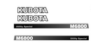 Kubota M6800 Decal Set