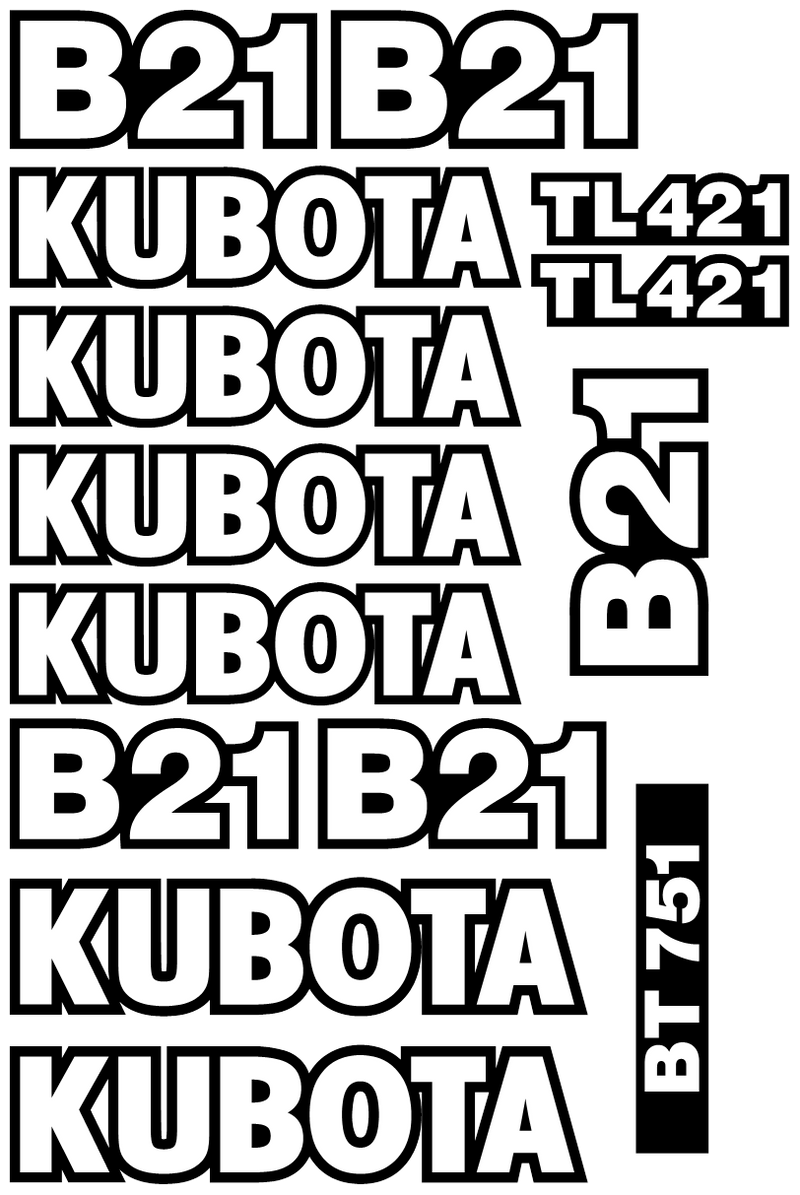 Kubota B21 Decal Set