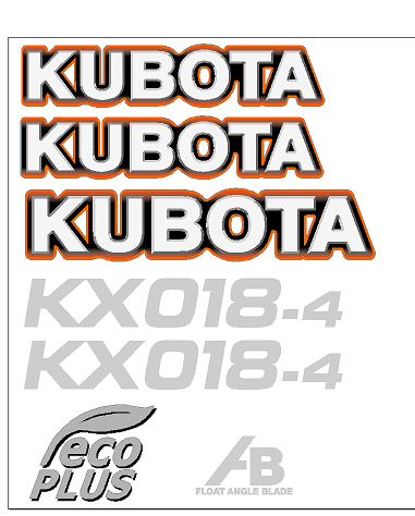 Kubota KX018 4 Decal Set