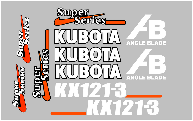 Kubota KX121 3 Decal Set