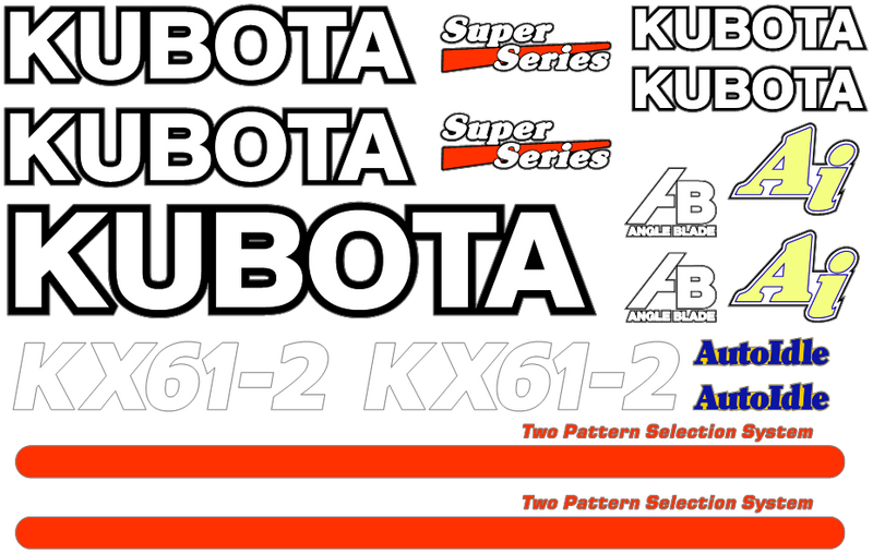 Kubota KX61 2 Decal Set