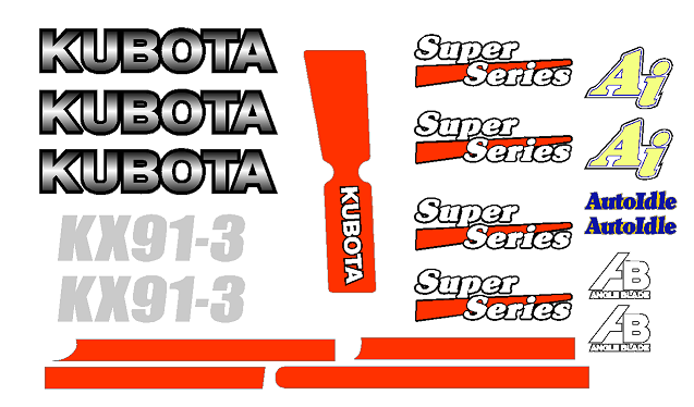 Kubota KX91 3S2 Decal Set