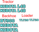 Kubota L48 Decal Set