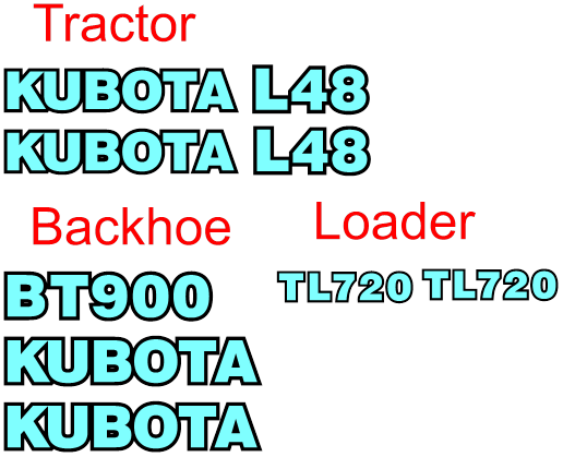 Kubota L48 Decal Set