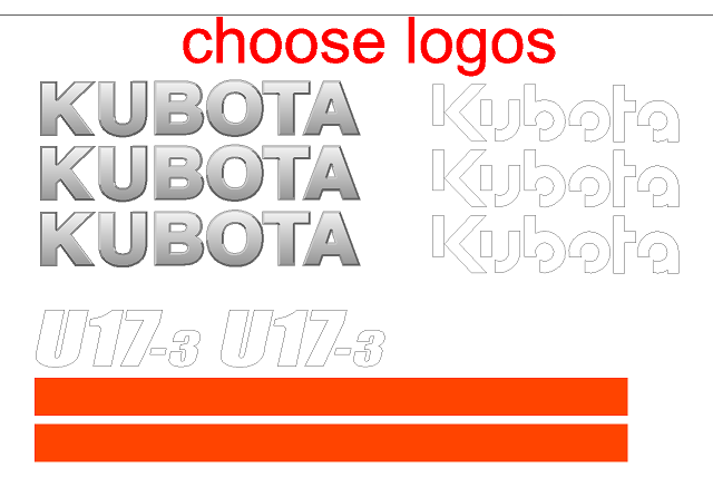 Kubota U17 3 Decal Set